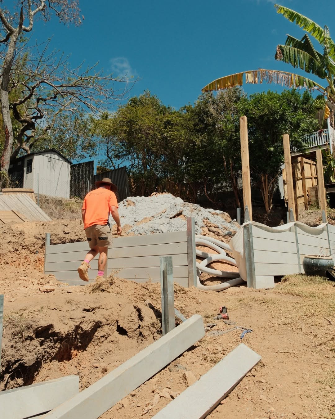 Concrete sleeper retaining wall Cannon Hill Brisbane QLD — MJ GreenGuard